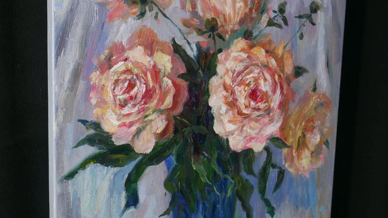 Peonies in The Blue Vase