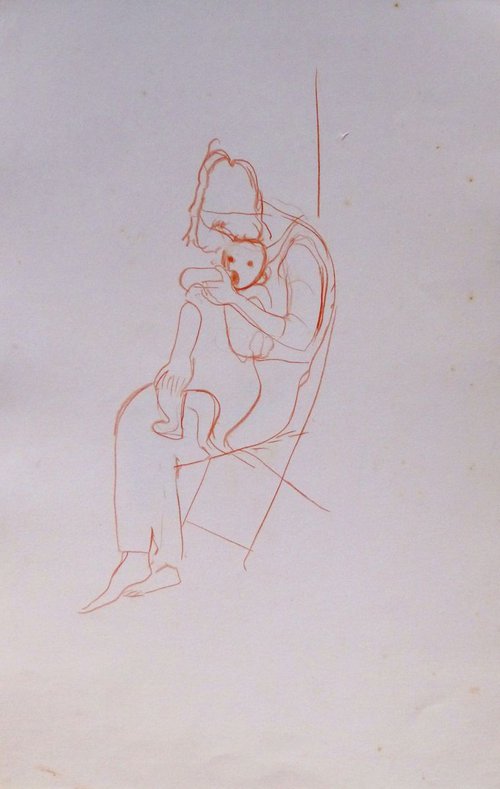 Maternity, sketch for a painting #1, 32x50 cm by Frederic Belaubre