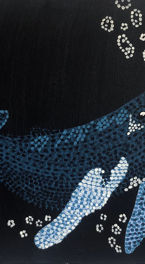 Humpback Whale - pointillism painting by Kelsey Emblow