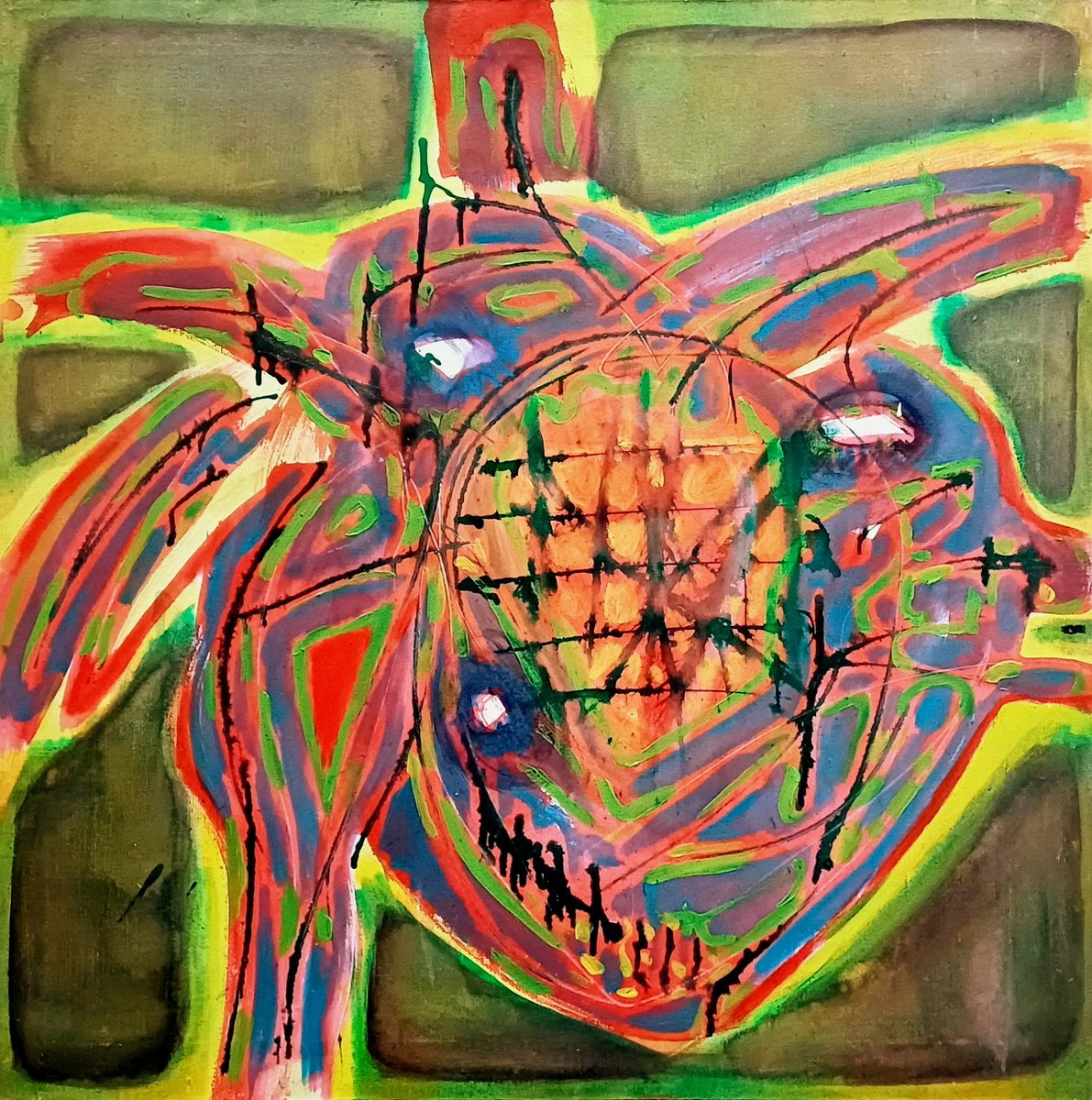 Abstract Acrylic Painting By Stanislav Bojankov, 31 X 31", Heart-Xvii, Original Artwork