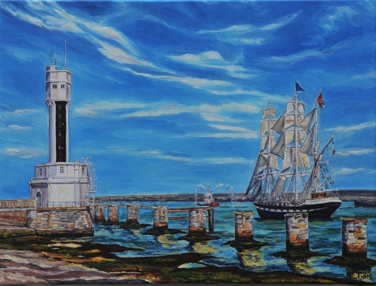Impressionistic Landscape Oil Painting By Fuensanta Ruiz Urien, 27 X 21, Le Belem A Bayonne, Original Artwork