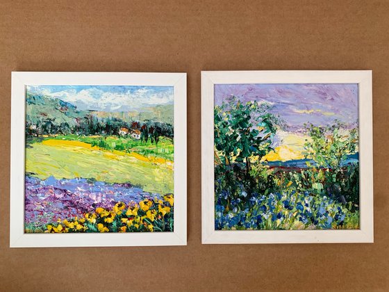 Lavender and sunflowers field