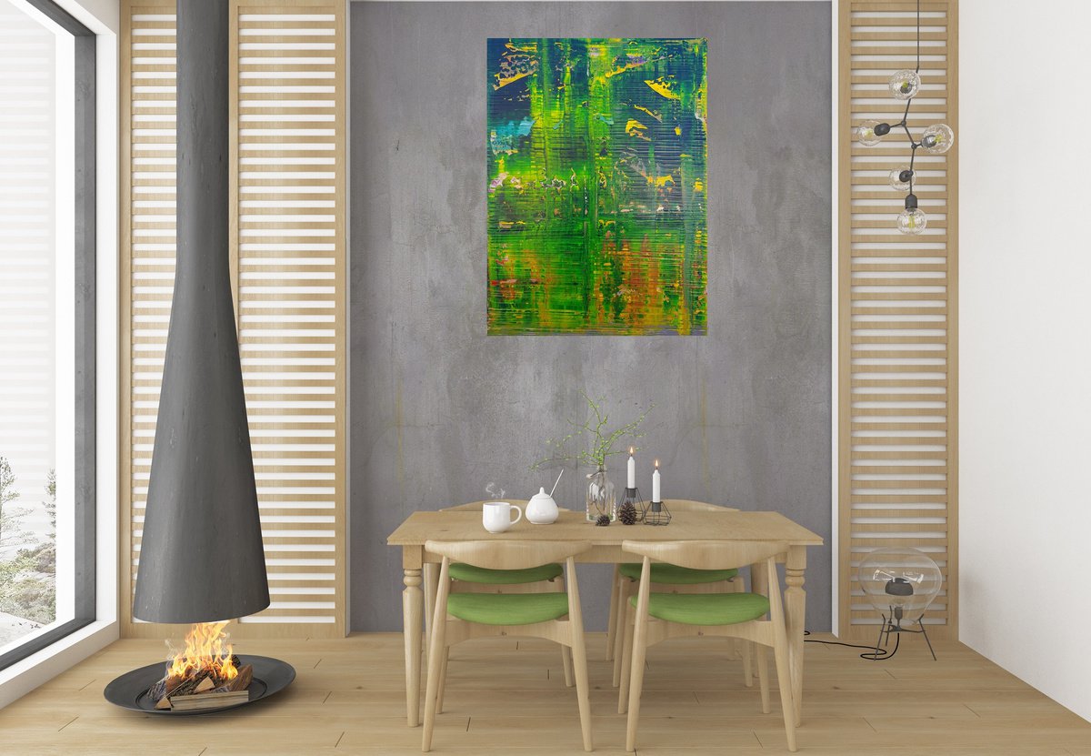 Look up- green textured abstract painting by Ivana Olbricht