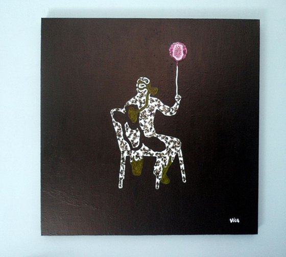 Seated man with balloon (SOLD-UK)