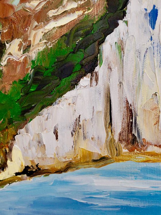 SEVEN SISTERS,   CLIFFS, SUSSEX , ENGLISH LANDSCAPE, OIL PAINTING. OFFICE URBAN WALL ART