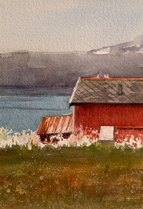 Norway red house by Shelly Du