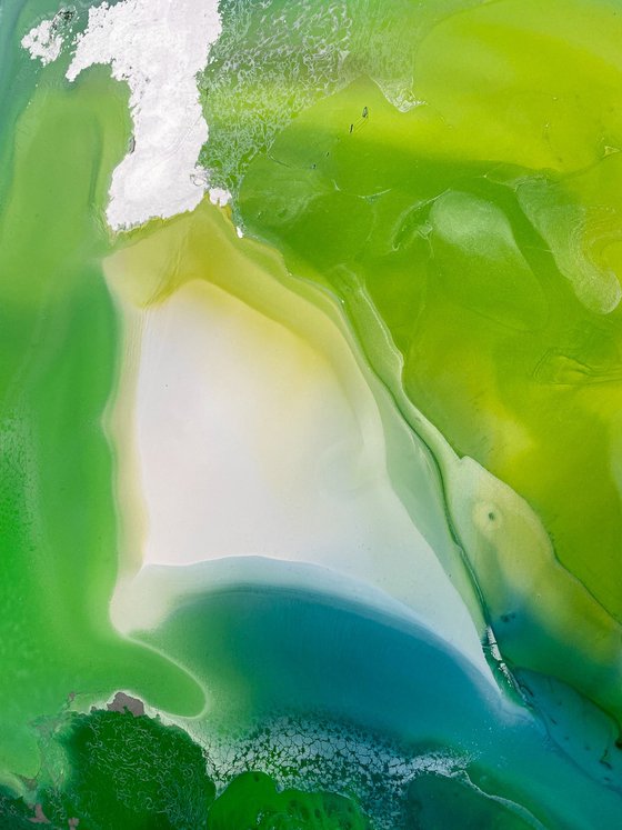 Emerald Silver Abstract Art