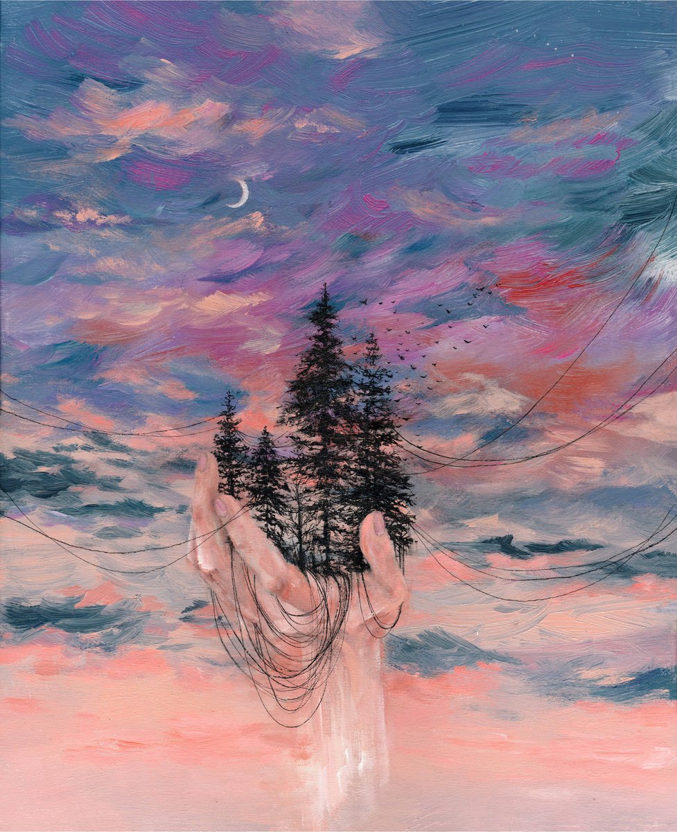 Expressive Landscape Acrylic Painting By Doriana Popa, 20 X 24, Away, Original Artwork