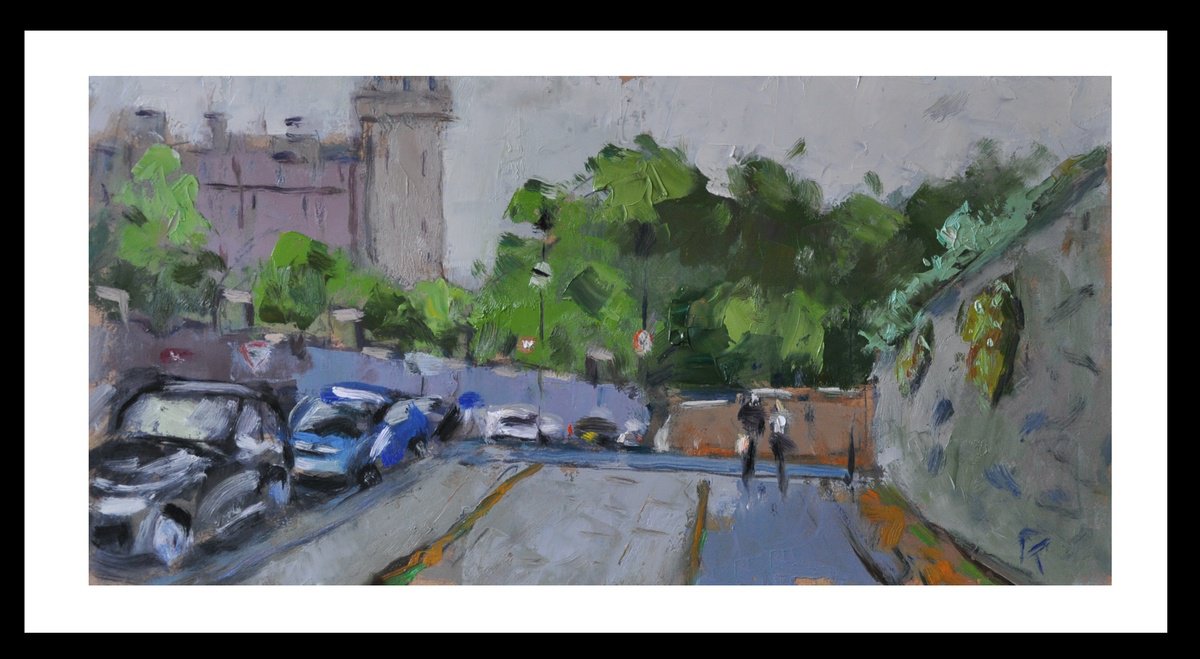Impressionistic Cityscapes Oil Painting By Andre Pallat, 29 X 17, The Hill At Arundel, Original Artwork