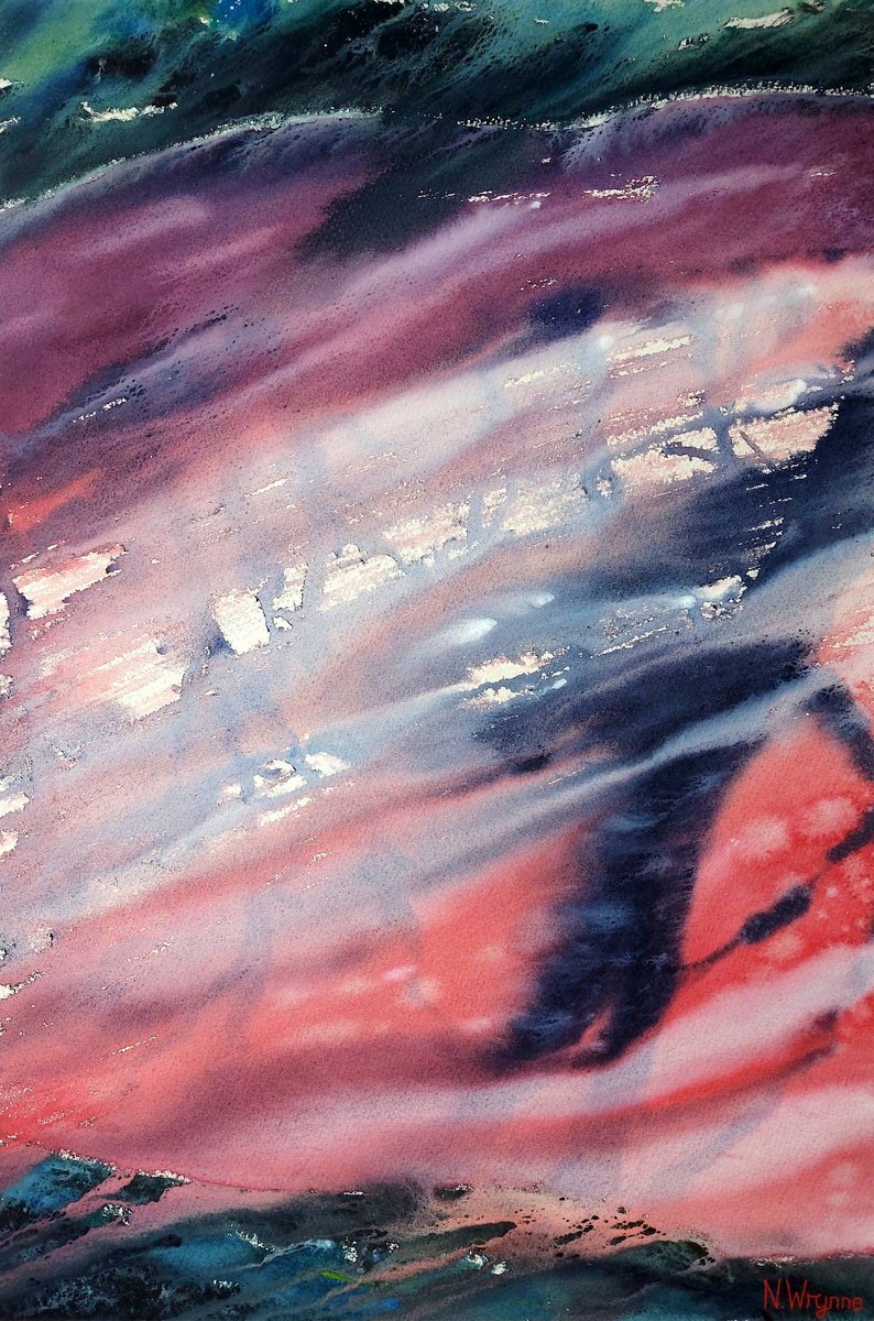 Abstract Landscape Watercolour By Neil Wrynne, 15 X 22", A Land Of Dreams, Original Artwork