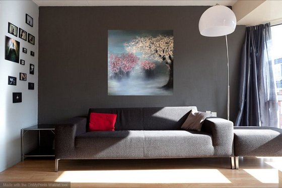 Blossom in the Mist, large square painting