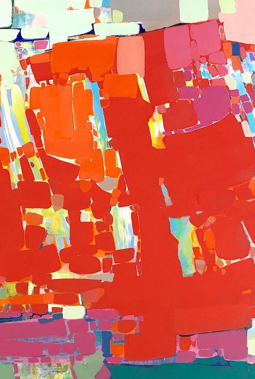 Abstract in Red, Original oil Painting, Extra Large, Handmade artwork, One of a Kind by Vahe Yeremyan