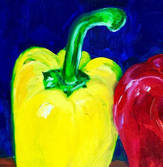 Still life with Peppers original oil painting