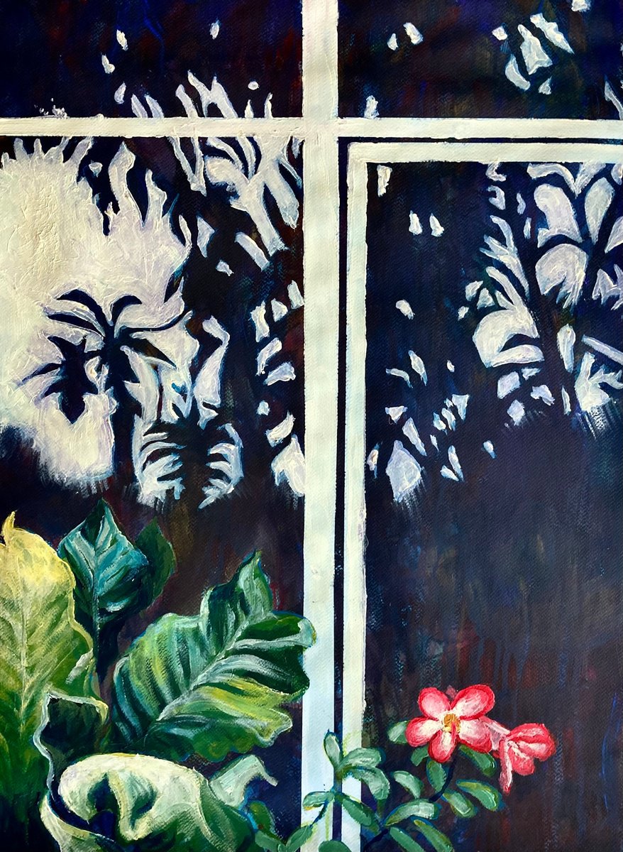 Impressionistic Botanical Acrylic Painting By John Cottee, 22 X 30, Reflect, Original Artwork