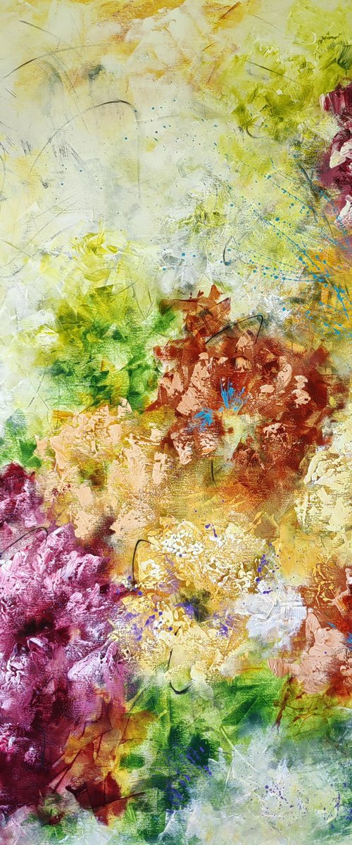 "Blooming Abstraction", XXL abstract flower painting by Vera Hoi