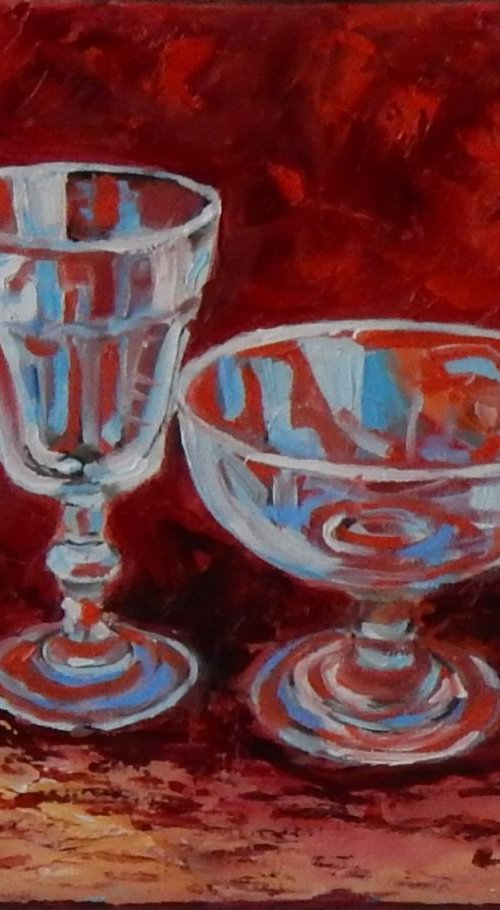 Wine glass on red. by Vita Schagen