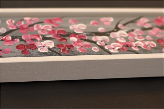 Sakura 2 -  acrylic abstract painting. cherry blossoms, nature painting, framed canvas wall art