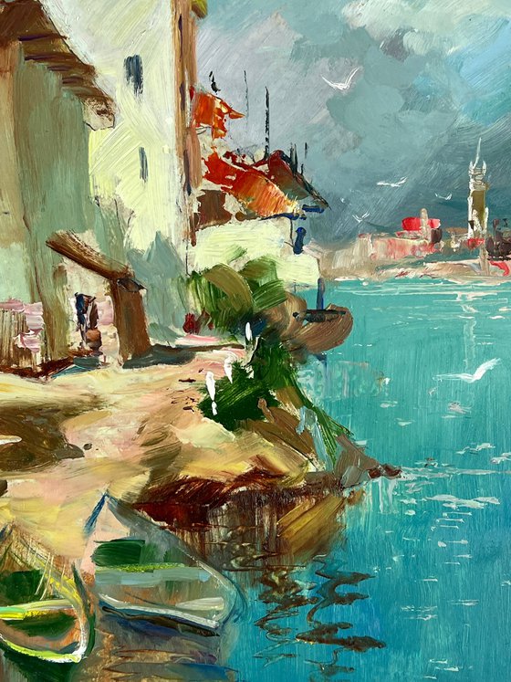 Two Boats at a Coastal House