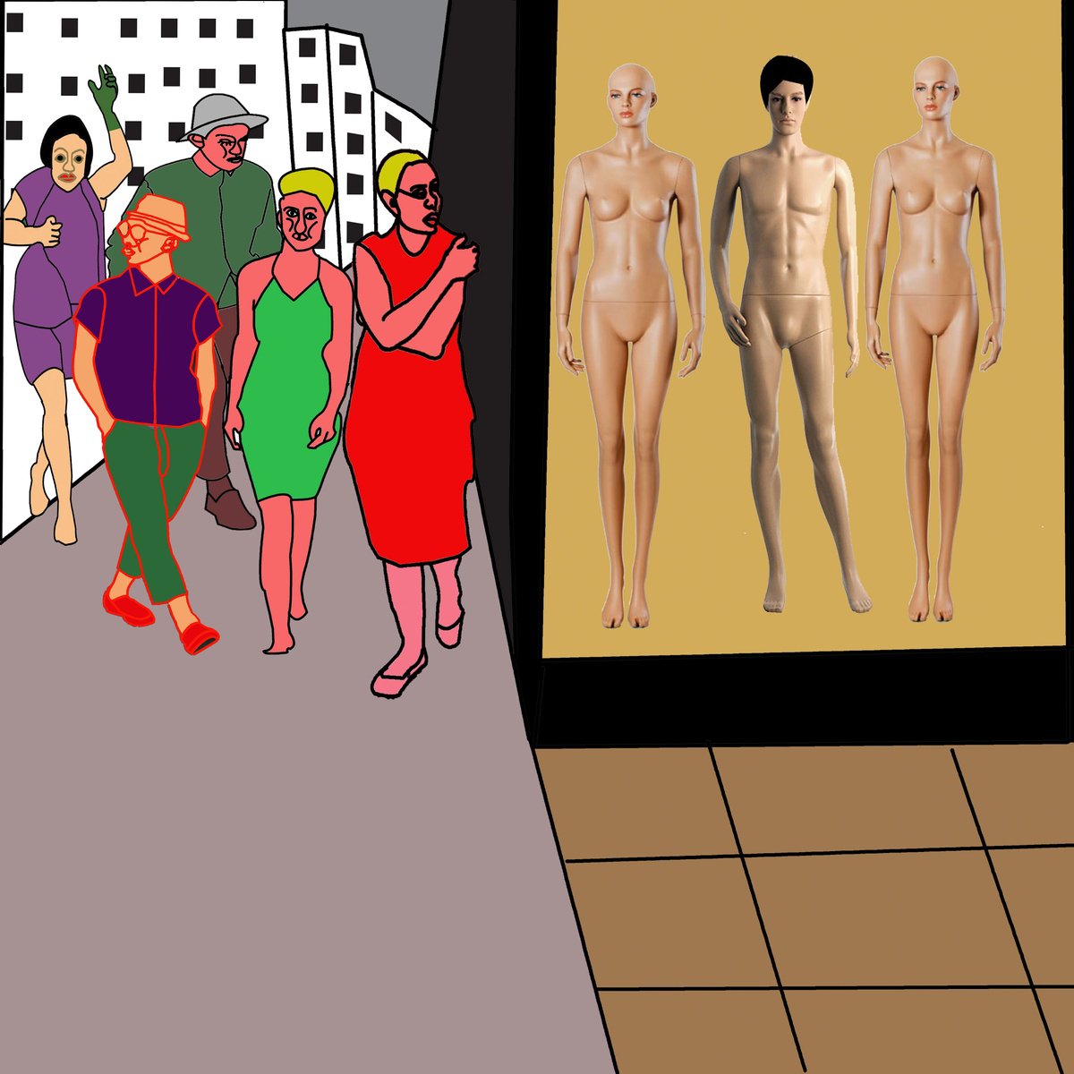 Urban And Pop Portrait Print By Artworks By Rina Mualem, 12 X 12, Fashion Victims, Original Artwork