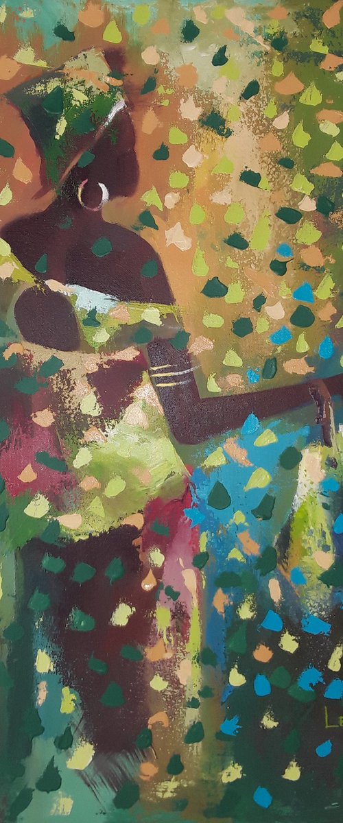 Colorful painting - mother and child, by Alex Mensah