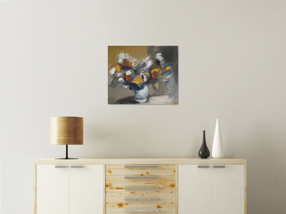 Abstract flowers, 50x60cm, oil painting, palette knife
