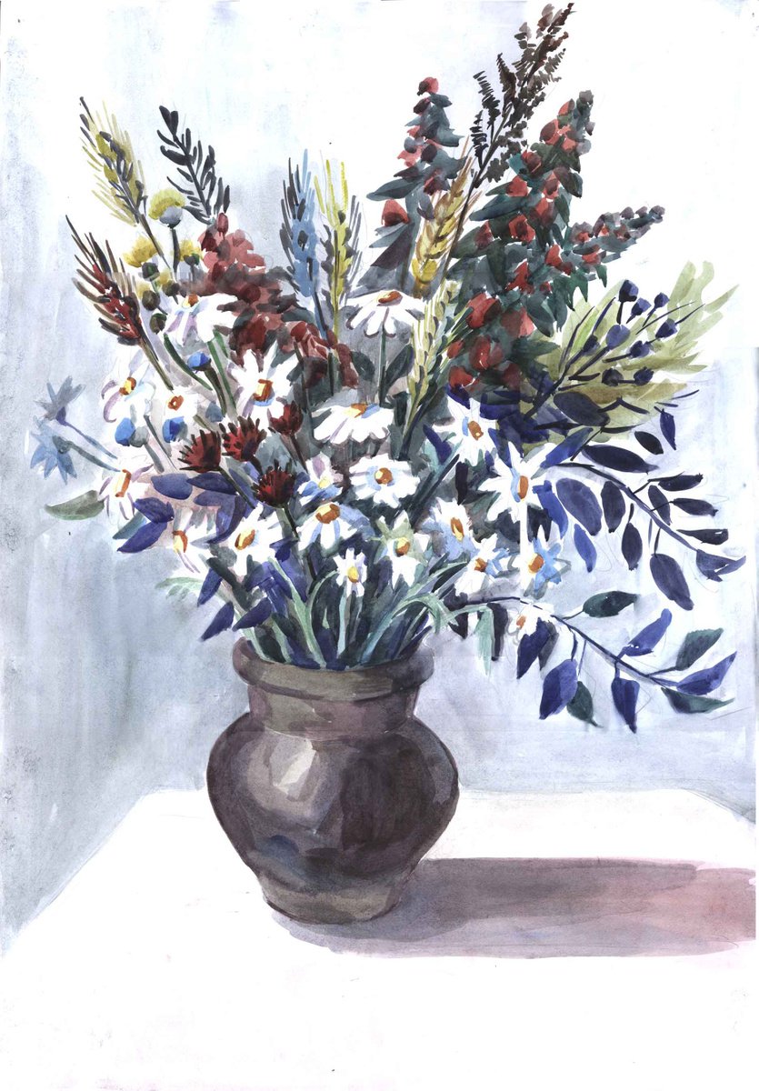 Photorealistic Botanical Watercolour By Kateryna Bortsova, 16 X 24", Wild Flowers, Original Artwork
