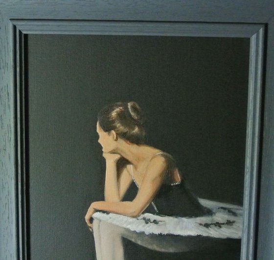 Waiting in the Wings,  Ballet Shoes, Ballet Painting, Ballerina, Dance, Framed and Ready to Hang