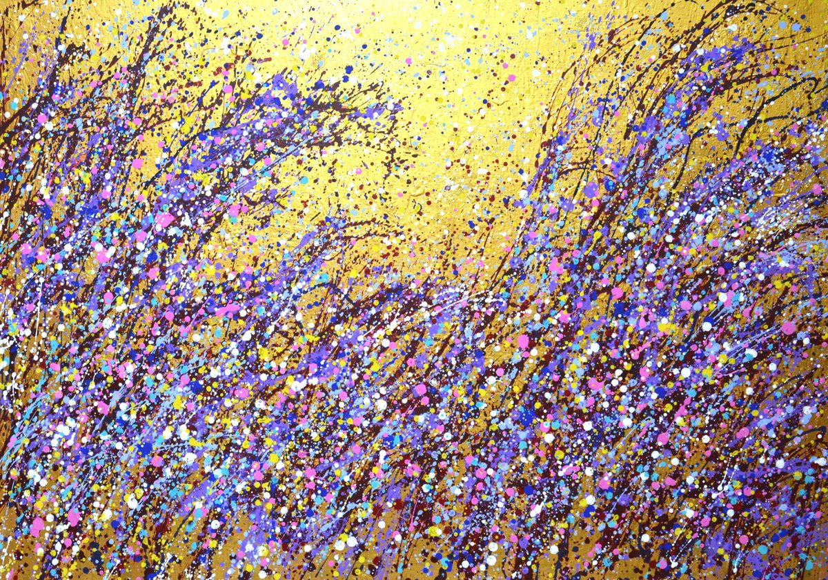 Expressive Botanical Acrylic Painting By Iryna Kastsova, 51 X 35, Magic Field 6, Original Artwork