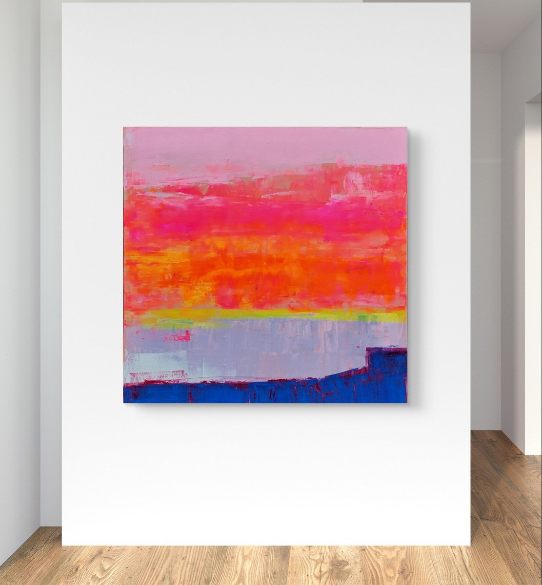 Impressionistic Abstract Acrylic Painting By Els Driesen, 20 X 20, Between Layers, Original Artwork