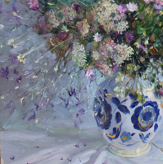 Wildflowers on blue