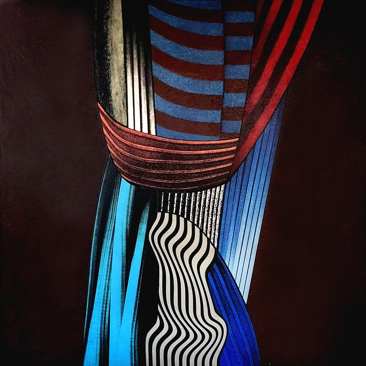 Abstract Acrylic Painting By Juan Pita, 19 X 19", Cybergraph (M12), Original Artwork