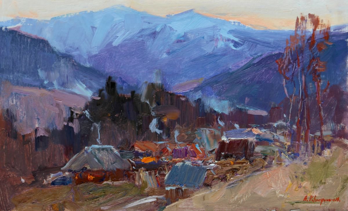 Impressionistic Landscape Oil Painting By Aleksandr Kryushyn, 15 X 10, Spring Evening, Original Artwork