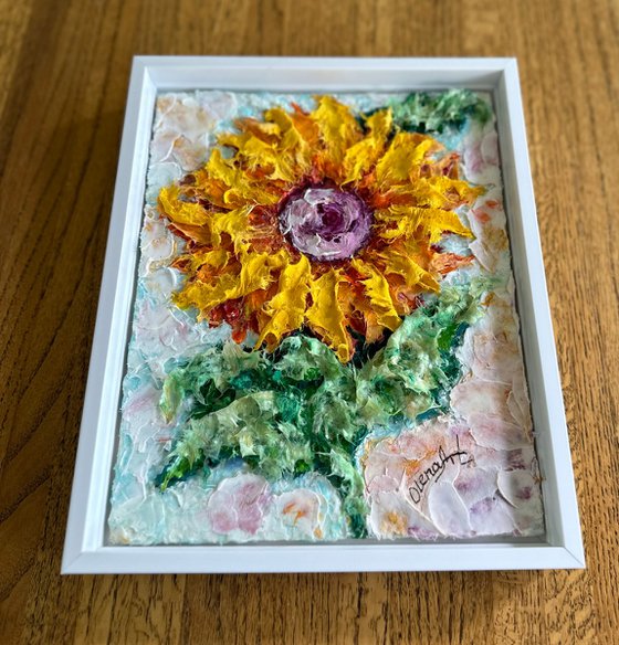 Sunflower Happiness: A Textured Painting"