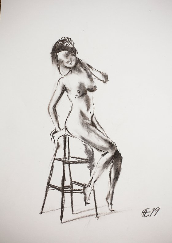 Nude in charcoal. 6. Black and white minimalistic female girl beauty body positive