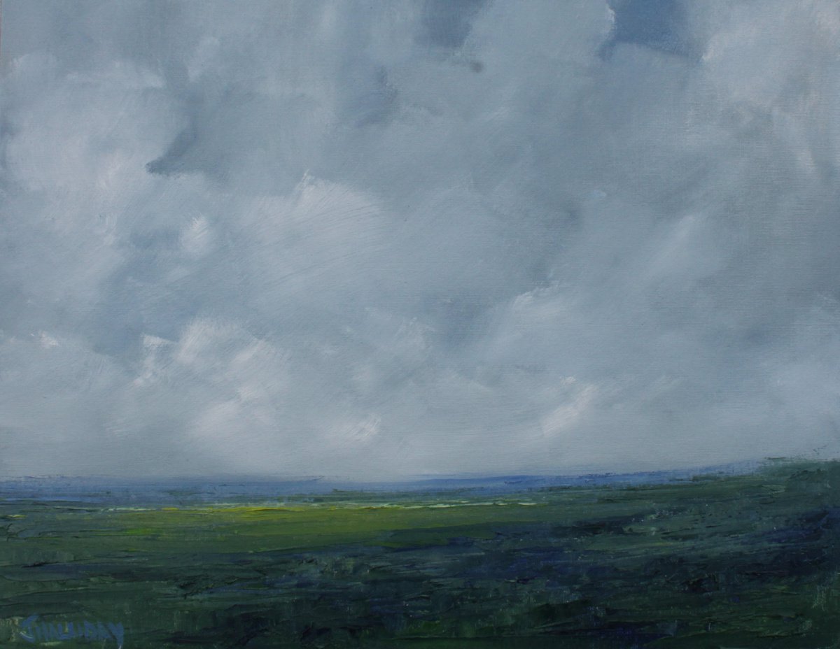 Impressionistic Landscape Oil Painting By John Halliday, 18 X 14, Fleeting Light, Original Artwork