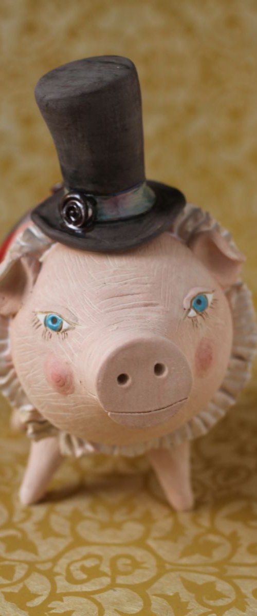 Pig with a hat. by Elya Yalonetski by Elya Yalonetski