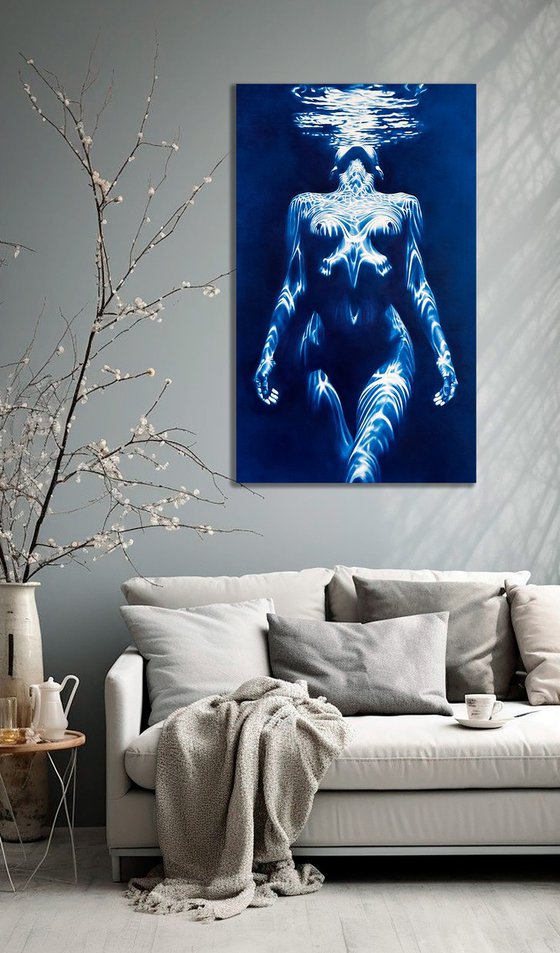 Siren's Breath - Large Blue Underwater Nude
