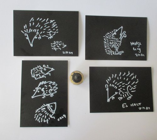 4 crazy hedgehogs by Sonja Zeltner-Müller