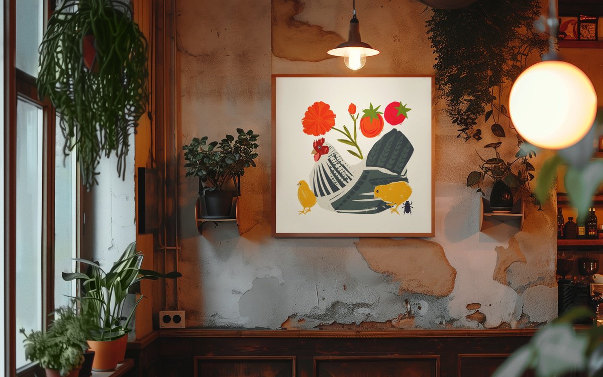 Animal Giclee Print By Emma Evans-Freke, 20 X 20, Mother Hen, Original Artwork