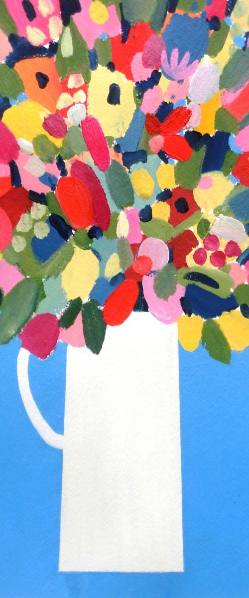 Summer Flowers in a White Vase by Jan Rippingham