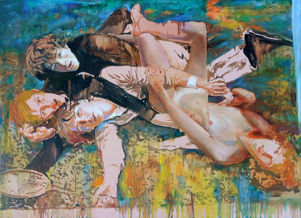 Expressive Portrait Oil Painting By Igor Galan, 59 X 43, A Tennis Match, Original Artwork