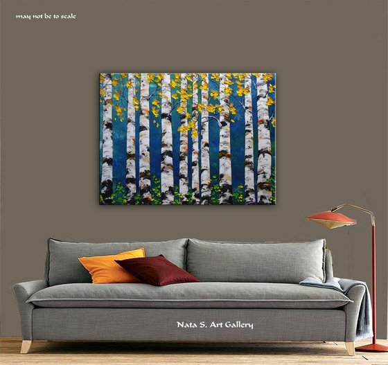 Forest - Birch Forest Painting 48" x 36"