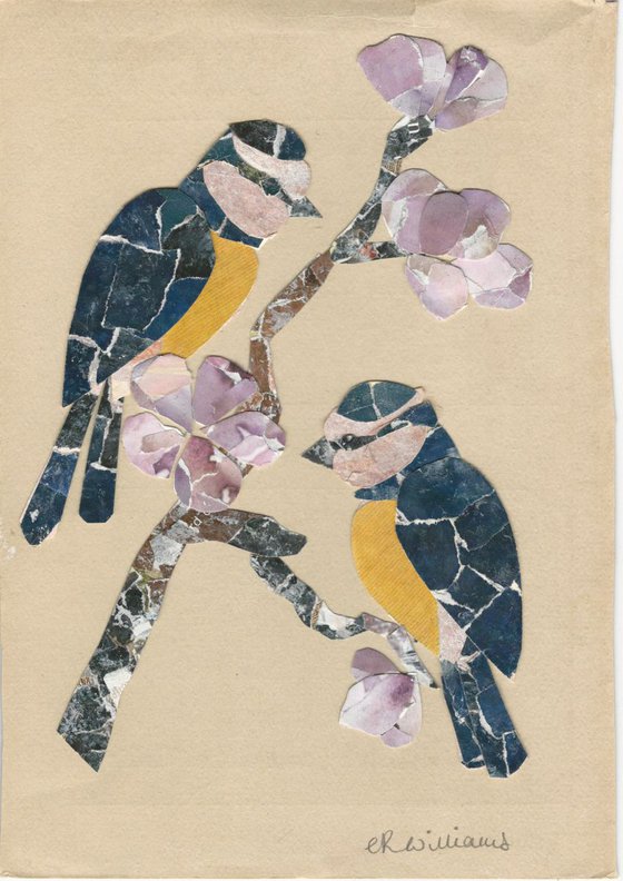 Bluetits in the Cherry Blossom Collage