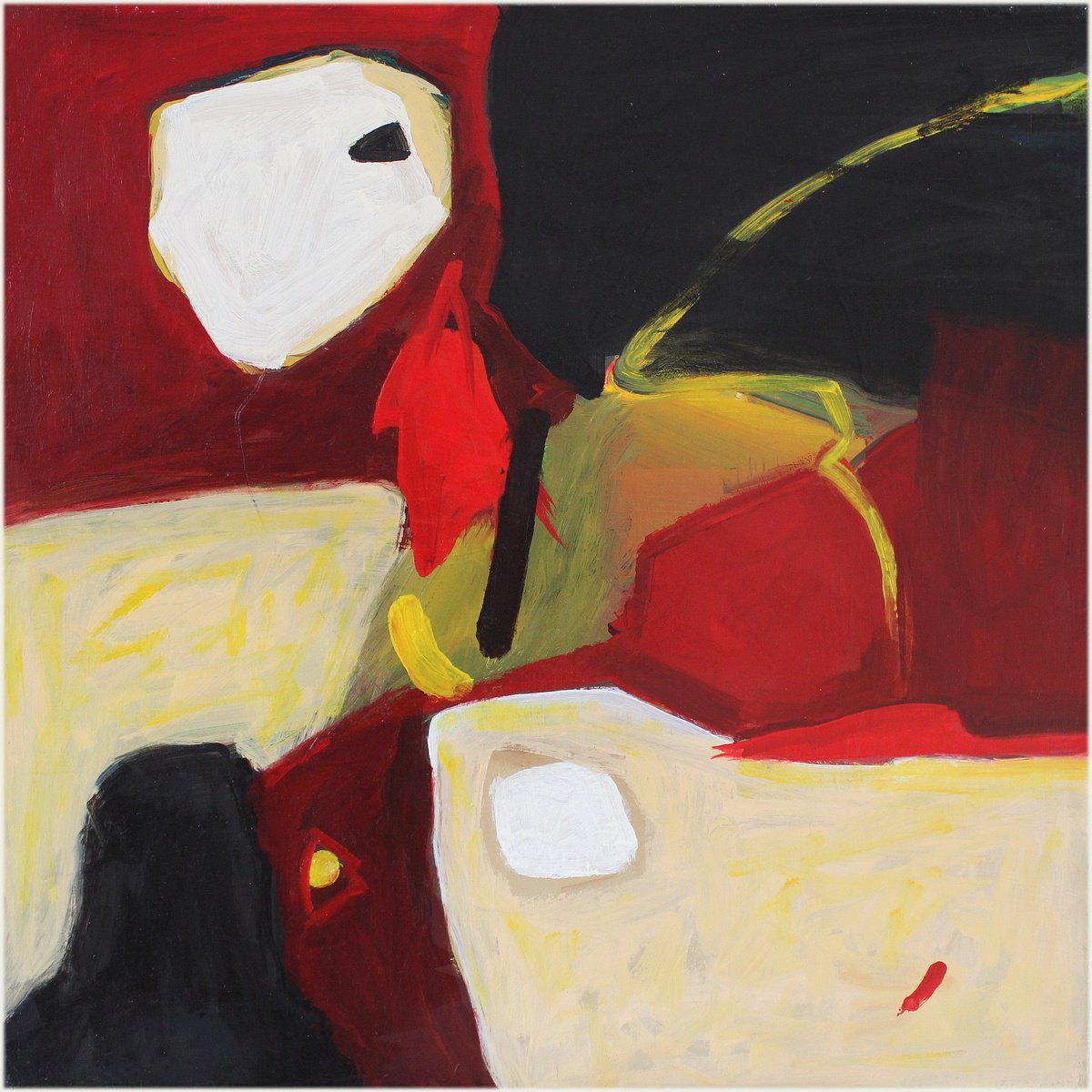 Expressive Abstract Oil Painting By Victorine Follana, 20 X 20", Petit Chaperon, Original Artwork