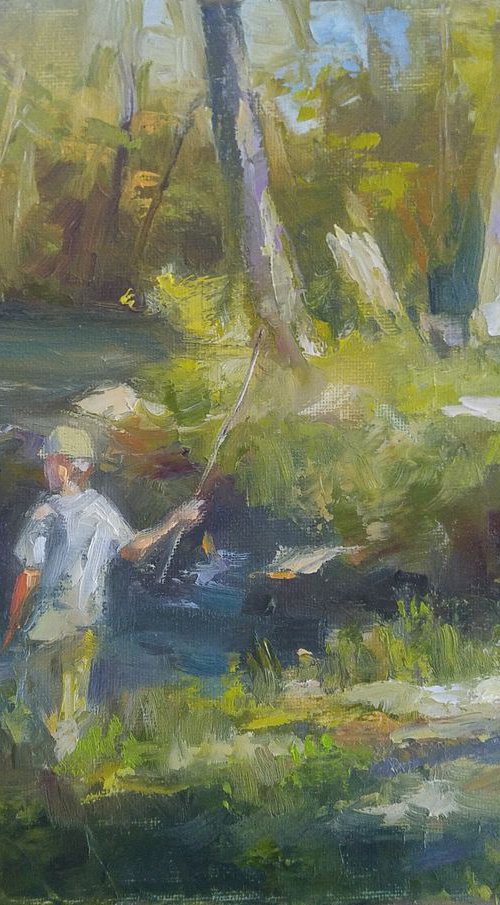 By the river, 9x12x0.7'' ("Childhood" series) by Alexander Koltakov