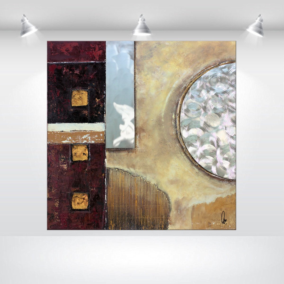 Abstract Acrylic Painting By Edelgard Schroer, 31 X 31, Industrial Harmony, Original Artwork