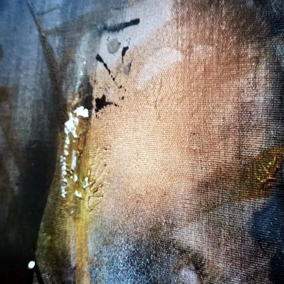 Framed dark ghostlly gothic abstract painting still life by O KLOSKA