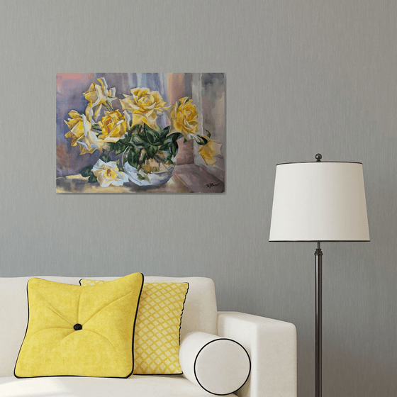 A bouquet of yellow roses