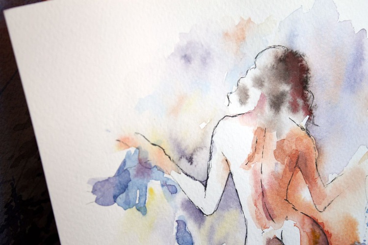 Original Watercolor Painting Nude Beautiful Sil Artfinder