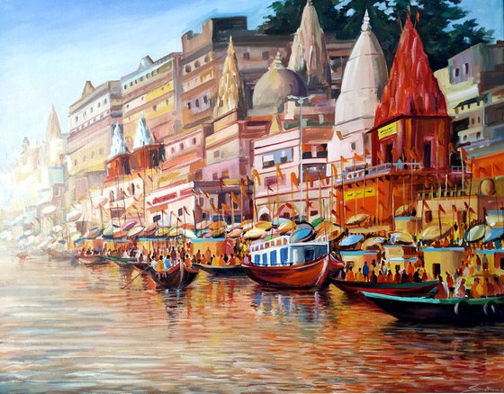 Varanasi Ghats At Morning